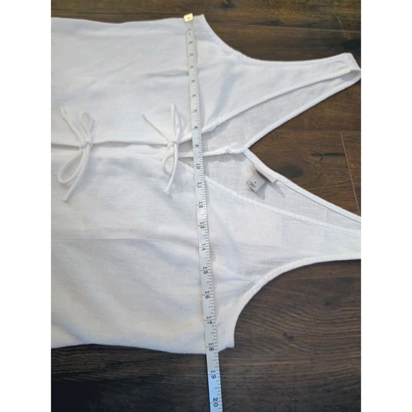 Womens Linen Tie Front Vest Tank Top Small Boho Festival Coastal Sleeveless - Picture 11 of 14